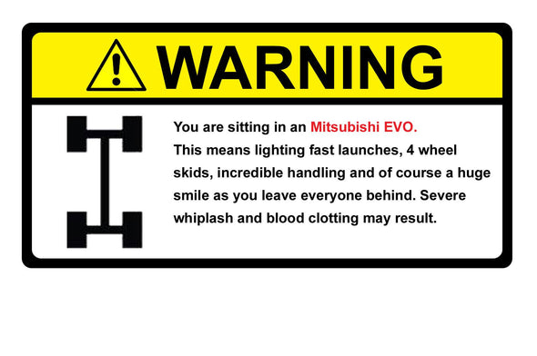 Warning Label Mitsubishi Evo