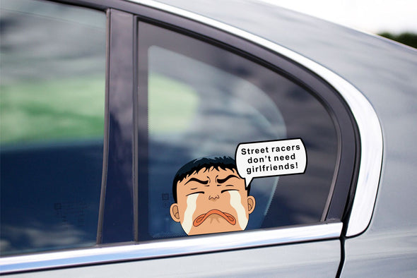 Itsuki peeking "Street Racers Don't Need Girlfriends!"