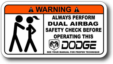 Warning Label: Always Perform Dual Airbag Safety Check Before Operating this Dodge